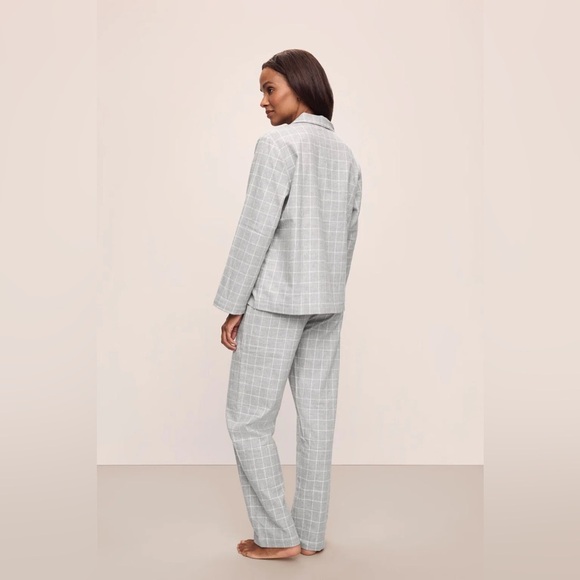 EBERJEY Flannel Long PJ Set Wintercheck Heather Grey/Ivory - Picture 2 of 11